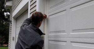 Sealing strip applied to a metal door.