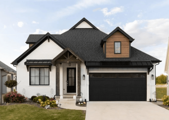 black and white house exterior