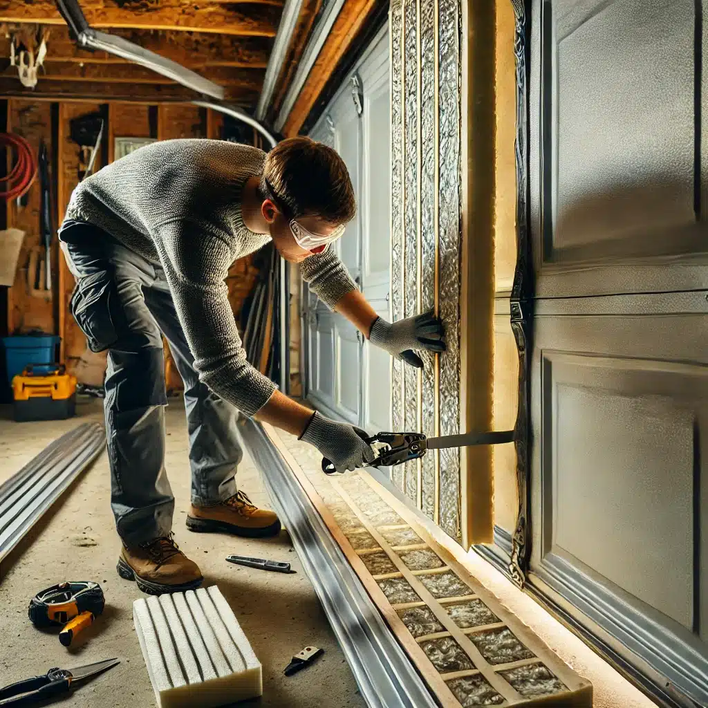 insulating garage door with foam board